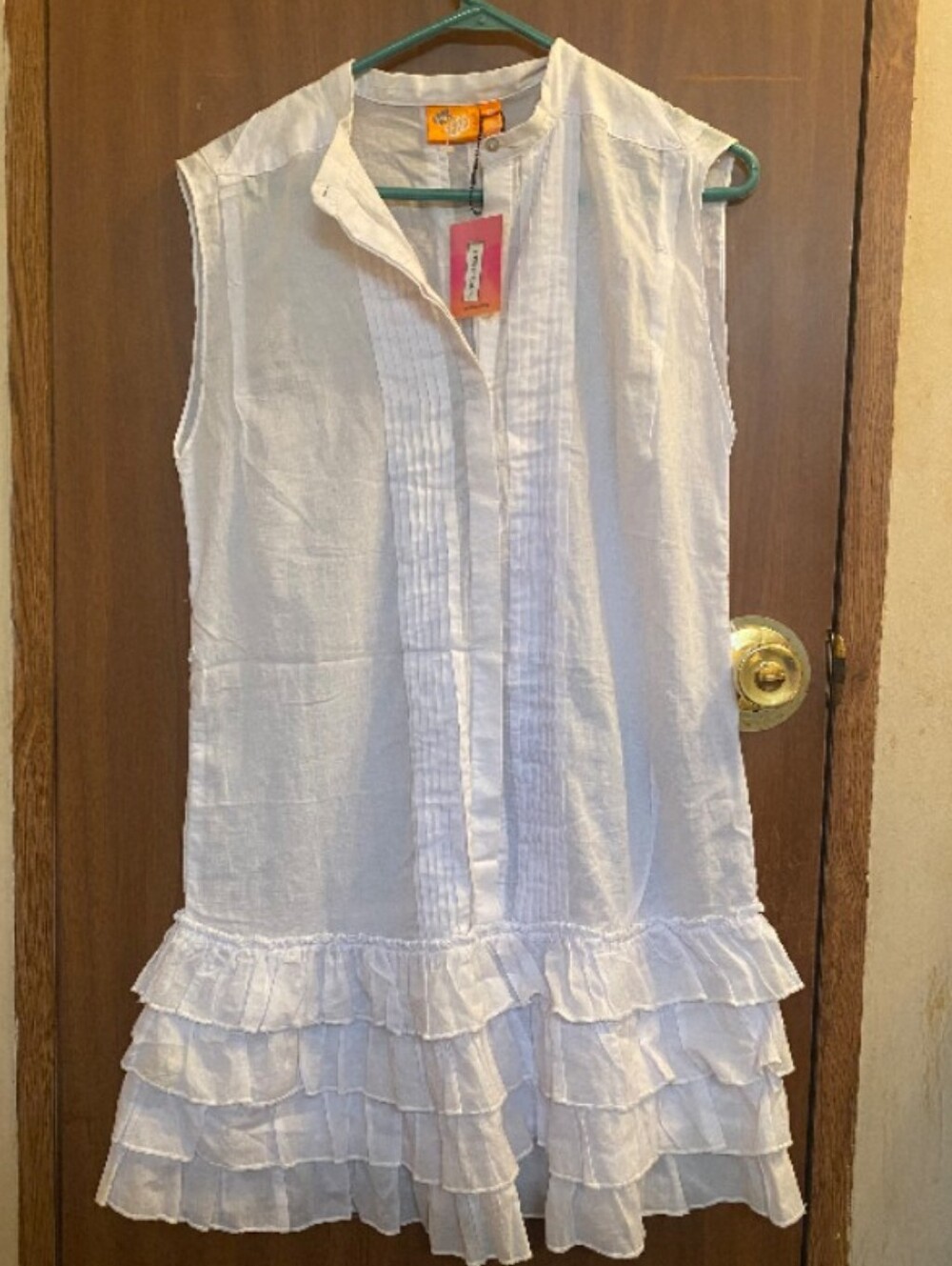 Urban Behavior Rebel Sz Med 100% Cotton White Ruffled Sleeveless Dress